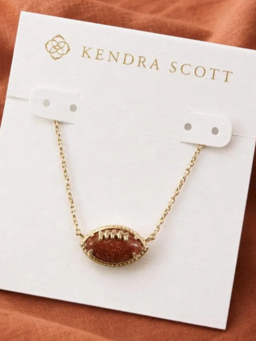 Kendra Scott Football Gold Pendant Necklace